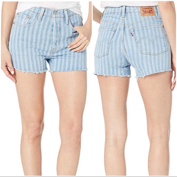 Levi's Pants - •LEVI’S•501 Tango Striped High Rise Cut-off Shorts